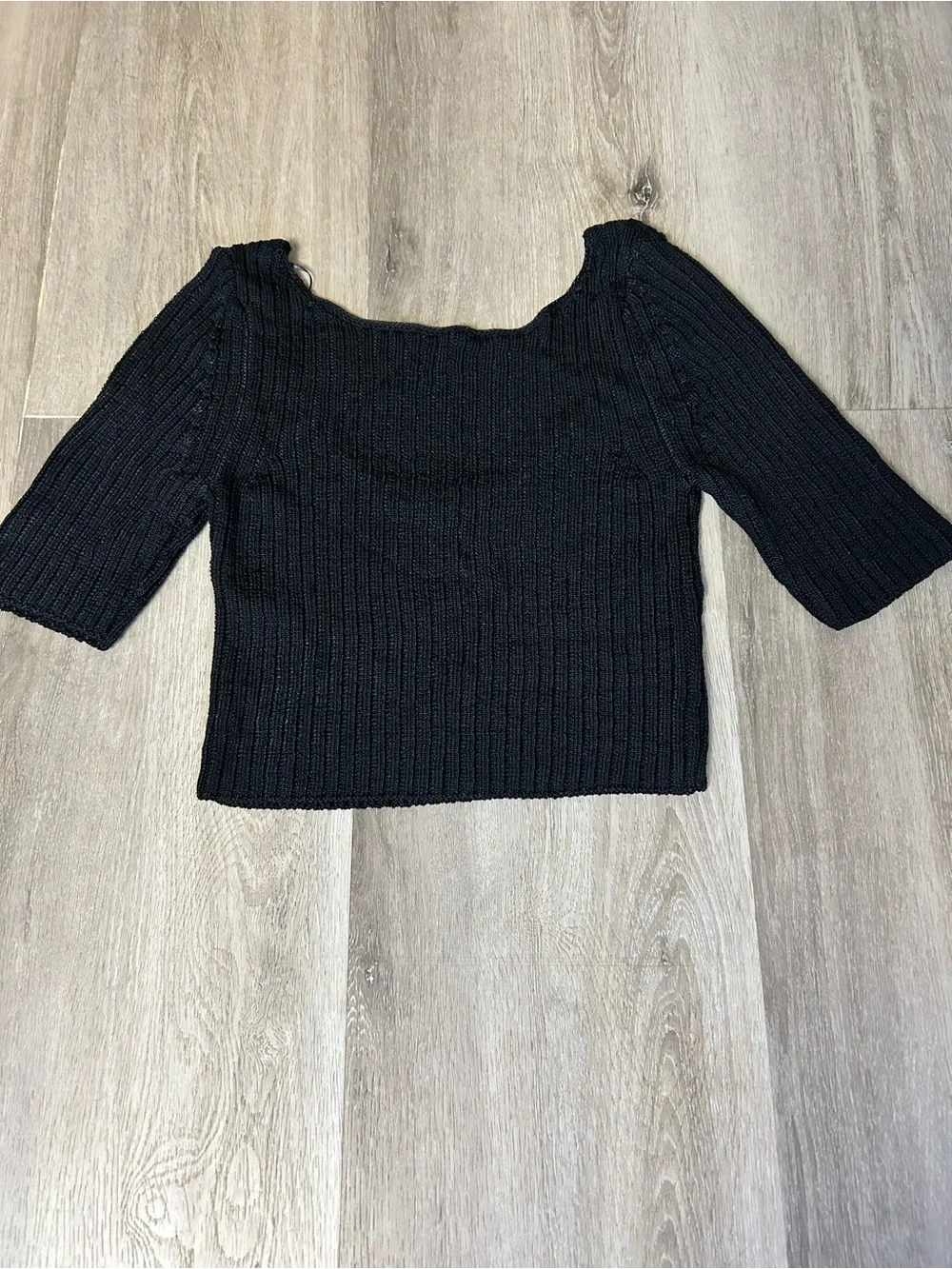 Free People Black Ribbed Knit Cropped Top - Women's NWOT